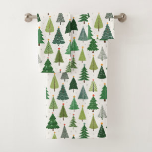 Retro Trees Bad Handdoek