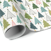 Retro Trees Cadeaupapier (Rol Hoek)