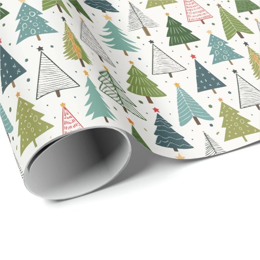 Retro Trees Cadeaupapier (Rol Hoek)