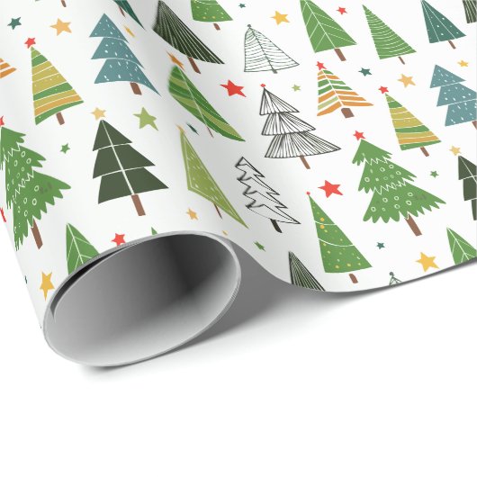 Retro Trees Cadeaupapier (Rol Hoek)