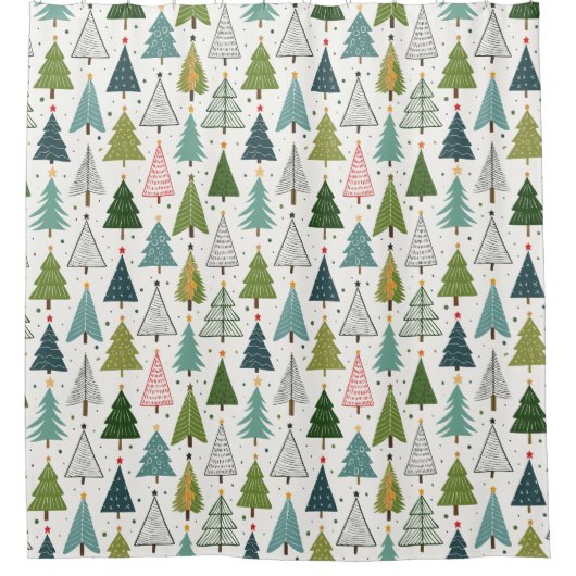 Retro Trees Douchegordijn (Voorkant)