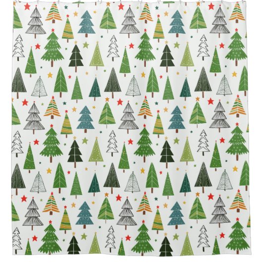 Retro Trees Douchegordijn (Voorkant)