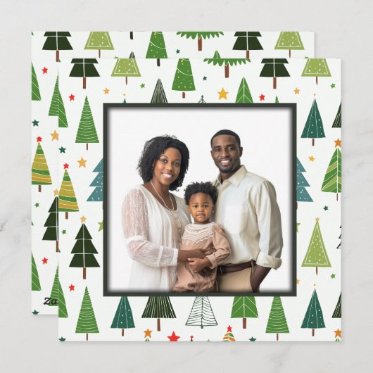 Retro Trees Feestdagenkaart (Voorkant / Achterkant)