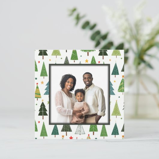 Retro Trees Feestdagenkaart (Staand voorkant)