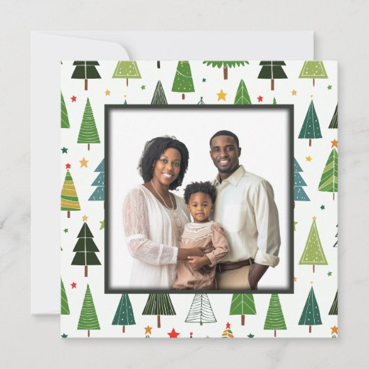 Retro Trees Feestdagenkaart (Voorkant)