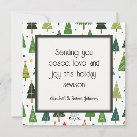 Retro Trees Feestdagenkaart (Achterkant)