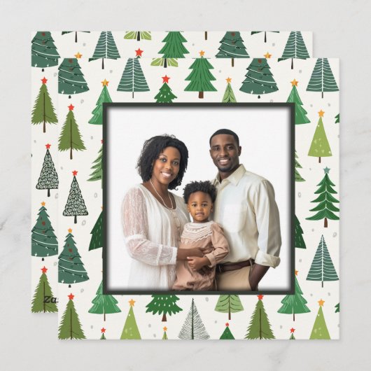 Retro Trees Feestdagenkaart (Voorkant / Achterkant)