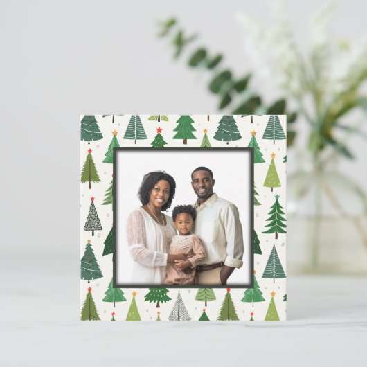 Retro Trees Feestdagenkaart (Staand voorkant)