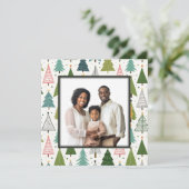 Retro Trees Feestdagenkaart (Staand voorkant)