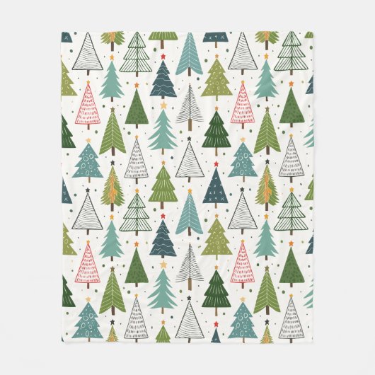 Retro Trees Fleece Deken (Voorkant)