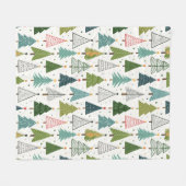 Retro Trees Fleece Deken (Voorkant (Horizontaal))