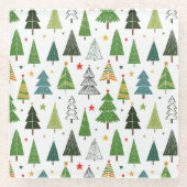 Retro Trees Glazen Onderzetter (Voorkant)