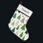 Retro Trees Grote Kerstsok<br><div class="desc">Happy Holidays!</div>