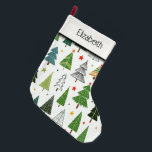 Retro Trees Grote Kerstsok<br><div class="desc">Happy Holidays!</div>