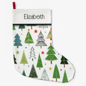 Retro Trees Grote Kerstsok (Voorkant)