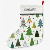 Retro Trees Grote Kerstsok (Achterkant)