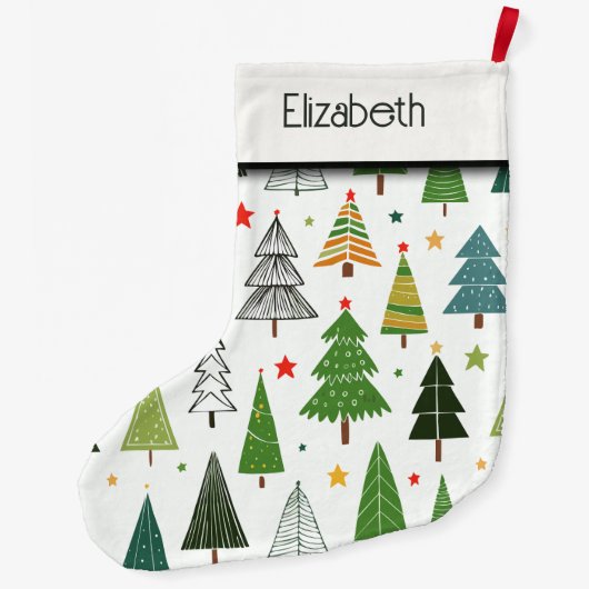 Retro Trees Grote Kerstsok (Achterkant)