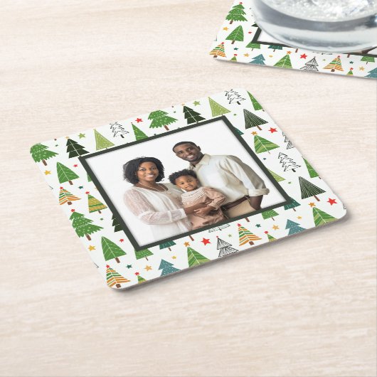 Retro Trees Kartonnen Onderzetters (Schuin)