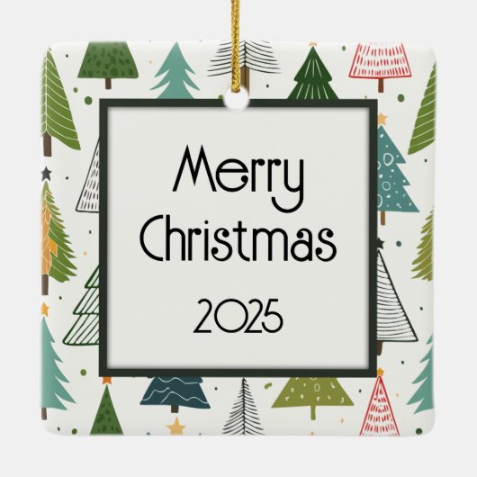 Retro Trees Keramisch Ornament (Achterkant)