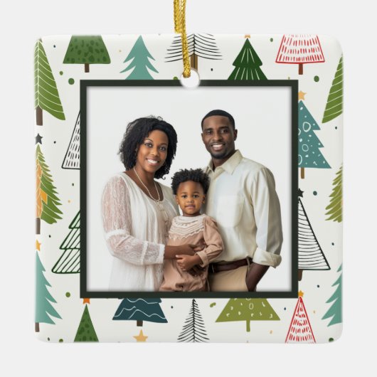 Retro Trees Keramisch Ornament (Voorkant)