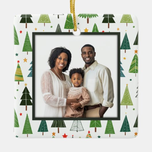 Retro Trees Keramisch Ornament (Voorkant)