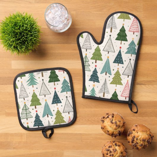 Retro Trees Ovenwant & Pannenlap Set (Top down)