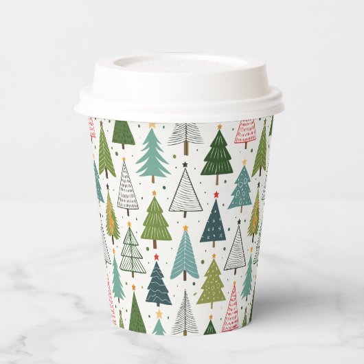 Retro Trees Papieren Bekers (Links)