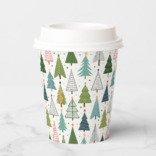 Retro Trees Papieren Bekers (Achterkant)