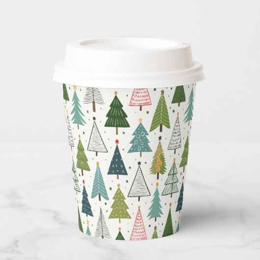 Retro Trees Papieren Bekers (Voorkant)