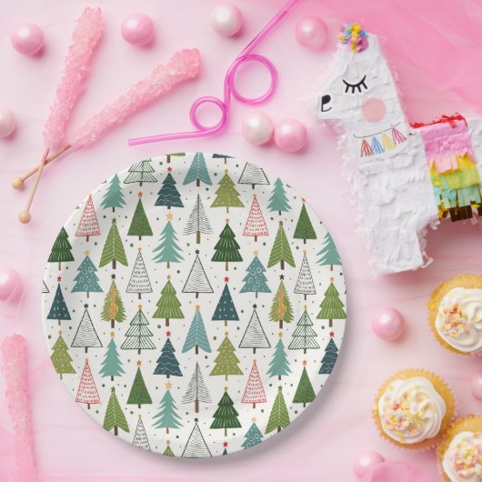 Retro Trees Papieren Bordje (Feest)