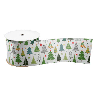 Retro Trees Satijnen Lint