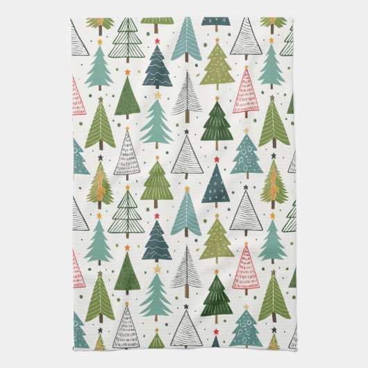 Retro Trees Theedoek (Verticaal)