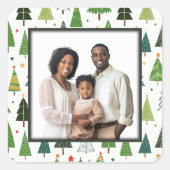 Retro Trees Vierkante Sticker (Voorkant)