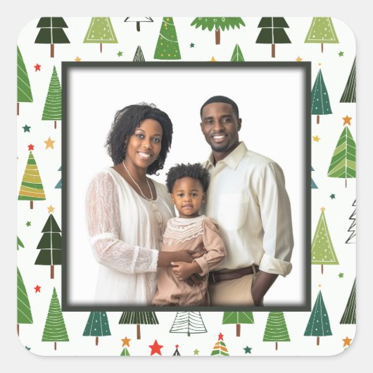 Retro Trees Vierkante Sticker (Voorkant)