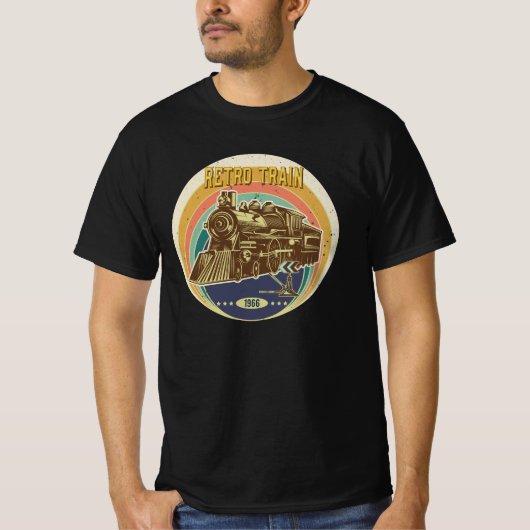 Retro trein. Grootvaders Dag Cadeau. T-shirt (Voorkant)