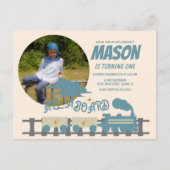 Retro Trein Kinderen Verjaardagsfeestje Aards Fot Briefkaart (Voorkant)