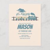 Retro Trein Kinderverjaardagsfeestje Aards Briefkaart (Voorkant)