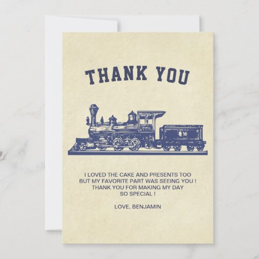 Retro Trein Kinderverjaardagsfeestje Bedankkaart (Voorkant)