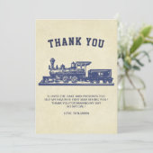 Retro Trein Kinderverjaardagsfeestje Bedankkaart (Staand voorkant)