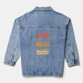 Retro Trein Motor Model Locomotief Trein Trein Denim Jacket