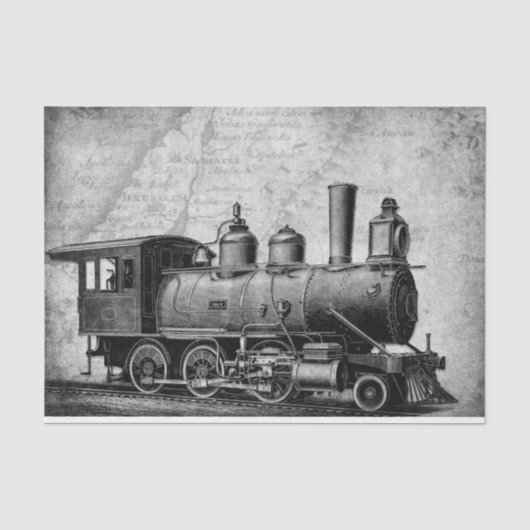 Retro,  trein, steampunk, scifi-thema tissuepapier (Voorkant)