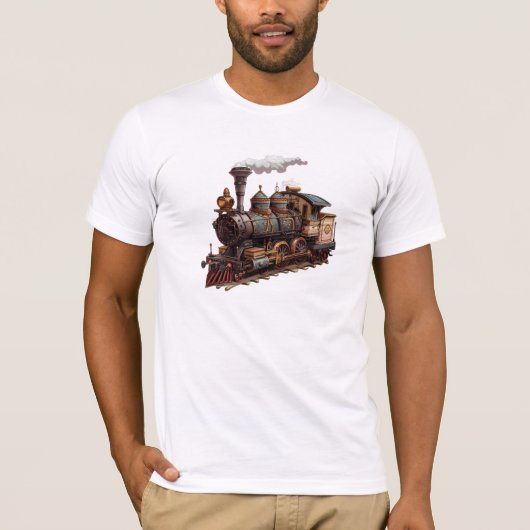 Retro treinlocomotief Railfan T-shirt (Voorkant)