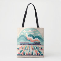 Retro treinreis door surrealistische landschappen
