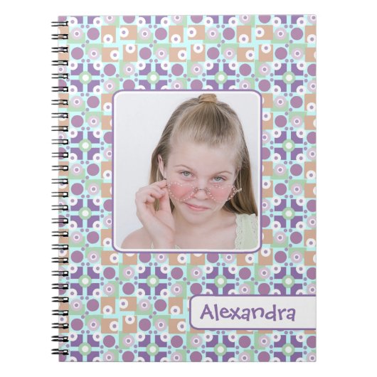 Retro Trend Geometric Girl's foto-sjabloon Notitieboek (Voorkant)