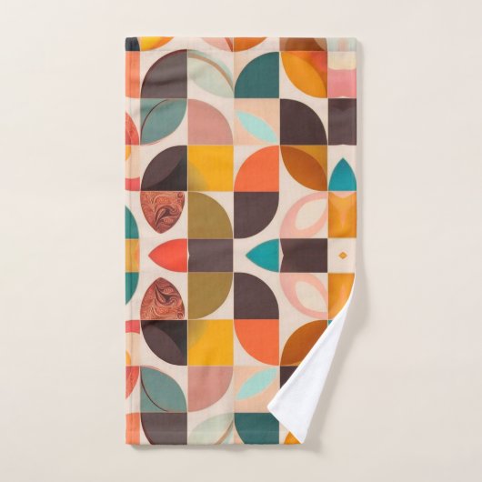 Retro Trendy Abstract Squares Collectie Bad Handdoek (Handdoek)