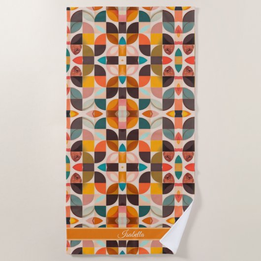 Retro Trendy Abstract Squares Collectie Strandlaken (Voorkant)