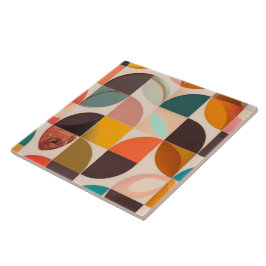 Retro Trendy Abstract Squares Collectie Tegeltje