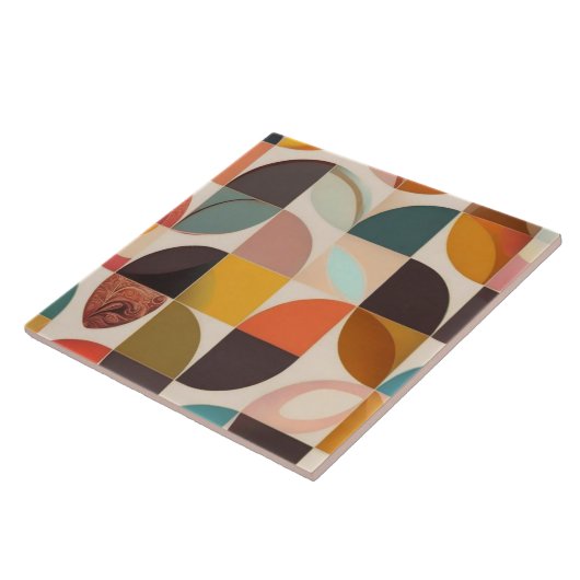 Retro Trendy Abstract Squares Collectie Tegeltje (Zijkant)