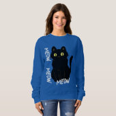 retro trendy black cat meow trui (Voorkant volledig)