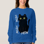 retro trendy black cat meow trui (Voorkant)